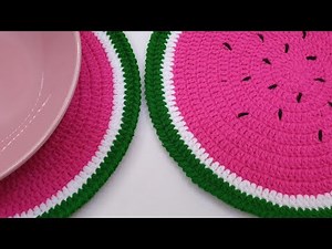 Super easy Crochet Placemat | Beautiful WATERMELON sousplat | Tutorial Tablemat | Watermelon set