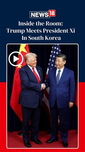 Donald Trump meets with Chinese President Xi Jinping during the APEC Summit in South Korea. Visuals from inside the meeting room show Donald Trump and President Xi Jinping seated across from each other, surrounded by top aides and diplomats #Trump #PresidentXi #APECSummit #SouthKorea | News18