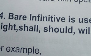 Bare Infinitive is used with might, shall, should, will, for ex... | Filo