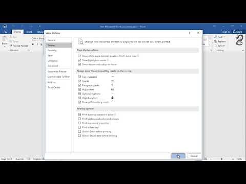 How to turn off or on editing marks in Word