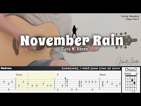 November Rain - Guns N’ Roses | Fingerstyle Guitar | TAB + Chords + Lyrics