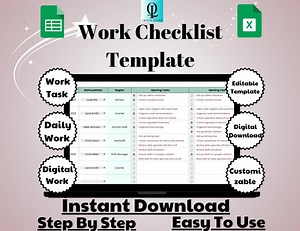 Work Checklist Template: Editable Task Manager (google Sheets Digital Download) - Etsy Canada