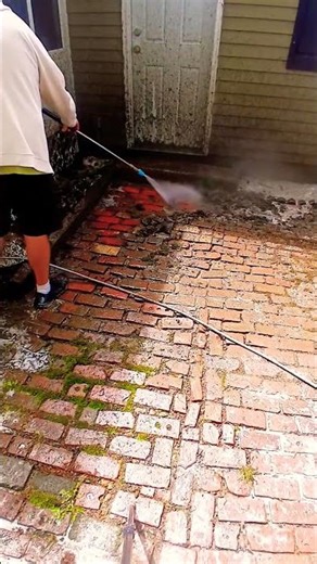 Pressure washing a filthy brick patio #powerwashing