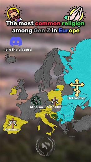 the most common religion among Gen Z in Europe #europe #geography #mapping #map #shorts #history