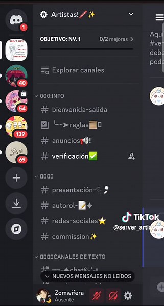 Tutorial de cómo unirse al server correctamente!!! Si tienen alguna duda pueden consultar al staff, esta en el canal de reglas!! Nuestro server es de artistas, no es un team de roleplay y ese tipo de cosas, nos encantaría que te unieran y hablaras en el server 👐👐 #tradicionalartart #artistatiktok #fypシ゚ #fyp #originalcharacter #original #oc #drawings #artetradicional #artista #arts #draw #fyppppppppppppppppppppp #occhallenge #server #discord #ohuhu #CapCut