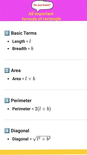 “Rectangle all formulas 🟦 | Quick Maths Revision 📐” #boardexam #formula #mathsshorts #tricks