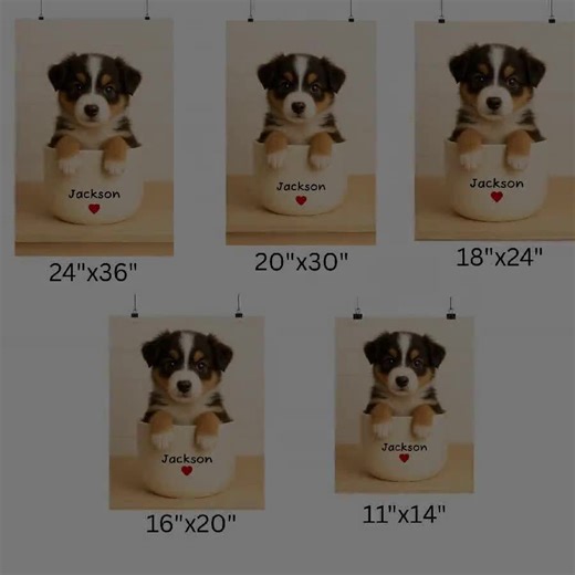 Personalized Aussie Puppy Wall Art – Baby Australian Shepherd Kids Print, Custom Name Gift - Etsy