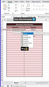 how to automate order numbers in excel #reels #excel