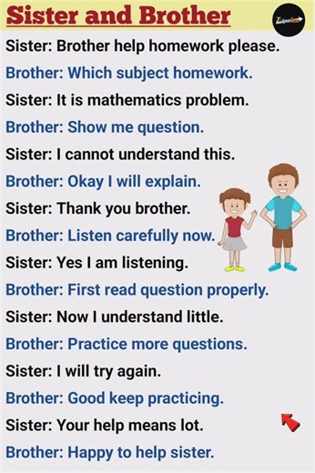 Sister asking brother for help with homework | Conversation Between Sister and Brother in English