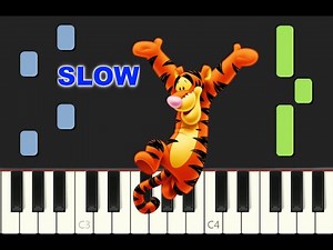 SLOW piano tutorial "THE WONDERFUL THING ABOUT TIGGERS" from Winnie the Pooh, free wheet music (pdf)