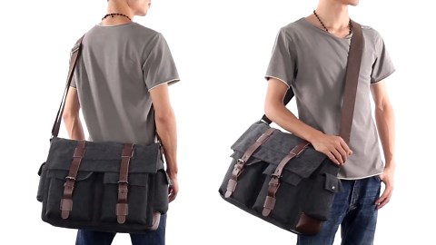 Personalized Canvas Messenger Bag: Monogrammed Laptop Bookbag - Etsy
