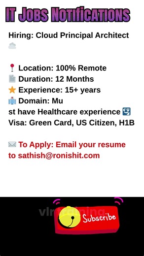 Cloud Principal Architect Job Remote Sept 23, 2025