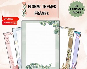 Floral Themed Border Frame Digital Clipart Design - Etsy Australia