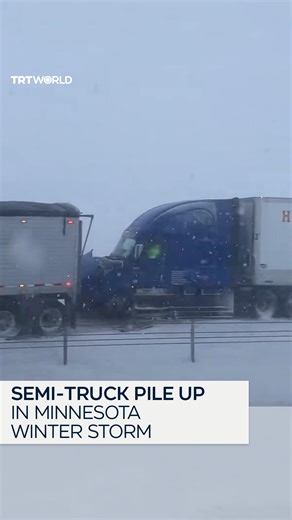 105K views · 424 reactions | Dangerous driving conditions caused by wintery weather led to multiple road accidents, including a semi-truck pileup in Clay County, Minnesota, on November 25. | TRT World | Facebook