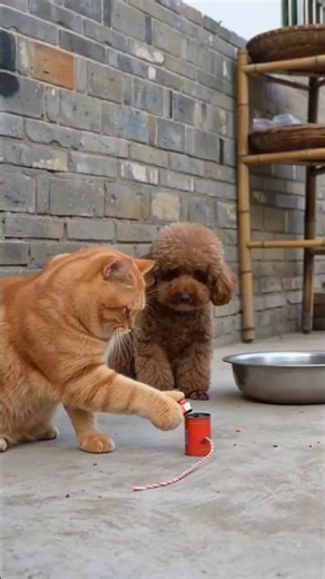 AI Kitty Pranks Dog with Firecracker… Dog Goes Black & Cat Dies Laughing! 😂💥🐶😹