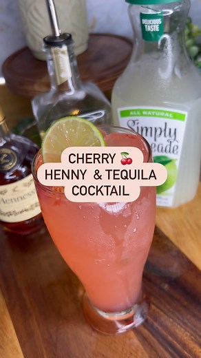 When life gives you lemons, make a Cherry Tequila Henny Lemonade! 🍒🍋🍹 This refreshing cocktail packs a serious punch with the combination of sweet cherry pie filling, smooth tequila, rich Hennessy, and tangy lime juice, all topped off with a splash of lemonade for a burst of citrusy goodness. Whether you’re hanging out with friends or enjoying a solo happy hour, this drink is sure to be a hit. So grab your shaker and let’s get mixin’! 🍸 #CherryTequilaHennyLemonade #CocktailHour #DrinkRespons