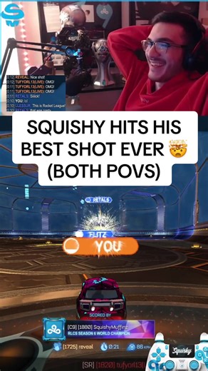 SQUISHY HITS HIS BEST SHOT EVER 🤯 (BOTH POVS) @Flitz @therealretals #rocketleague #rocketleaguehighlights #squishymuffinz