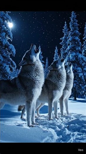 Wolves howling at night