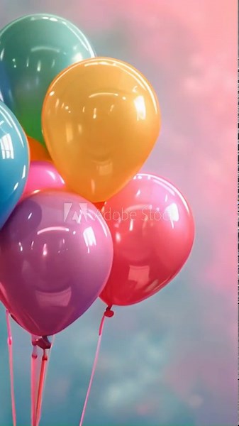 Birthday greeting background design. Happy birthday colorful balloons and party elements for kids birth day party messages. colorful Vertical