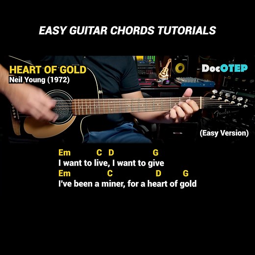 Heart Of Gold - Neil Young (1972) - Easy Guitar Chords Tutorial with Lyrics