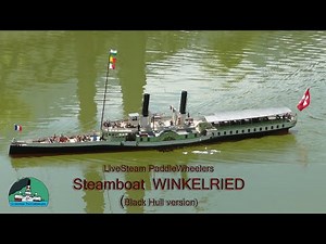 PADDLE WHEEL Steamboat WINKELRIED Escher Wyss. Live steam RC model ship. Bateau à aubes vapeur vive