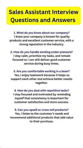 Sales Assistant Interview Questions and Answers | How to Pass Any Sales Interview