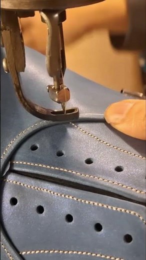 Machine Stitching Hand-Welted Oxford Shoes (Blue)