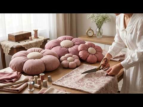 THE EASIEST FLOWER PILLOW IN THE WORLD 🌺 No Sewing Machine! Home Decor Design
