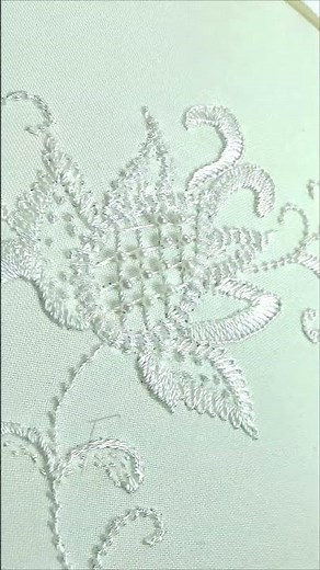 Stunning white embroidery mix stitches technique #embroidery #handcraft #trending