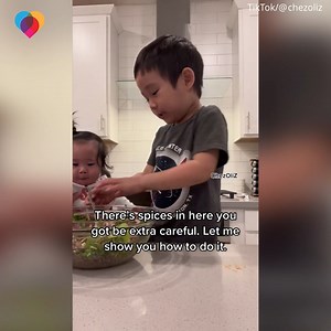 450K views · 697 reactions | 4-year-old Oliver loves to sharing cooking videos – and his adorable interactions with sous chef will melt your heart ❤️ | The Uplift | Facebook