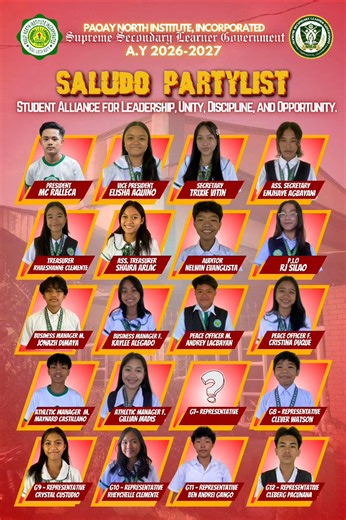 Meet the candidates vying for different positions in the Supreme Secondary Learner Government. Each of them brings unique ideas, passion, and commitment to serve the student body. From leading initiatives that improve student life to representing your voice in every decision, these aspirants are ready to take on the responsibility of making our school a better, more inclusive, and vibrant place for everyone. Take the time to know them, understand their platforms, and make an informed choice beca