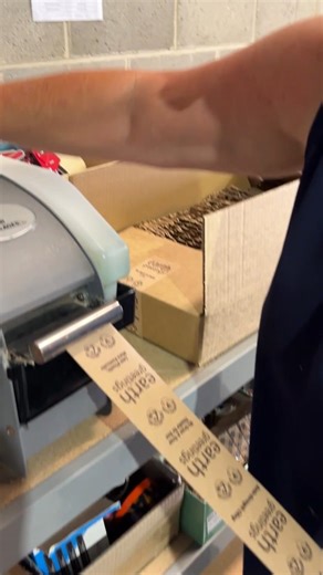 Earth Greetings on Instagram: "This part of your order usually goes unseen. But it matters to us. 💚 As well as making our cards and stationery from paper that has been recovered and recycled, we want to make sure that the packaging we use to send your orders is waste free too! So we take the time to make our own packing materials, shredding old boxes to give them a second life, and using paper packing tape that can be recycled along with the box. ♻️ From our hands to yours, every order is packe