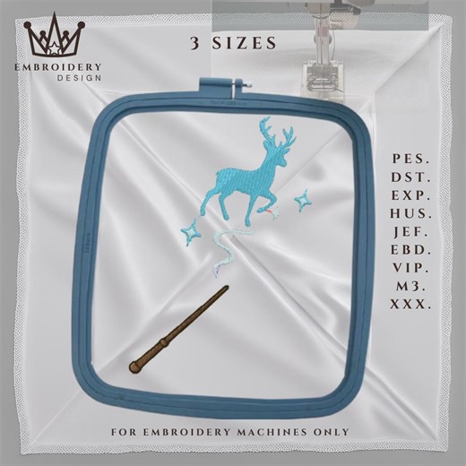 Wizard Deer Embroidery Design: HP Witch Expecto Patronum Logo PES File (digital Download) - Etsy