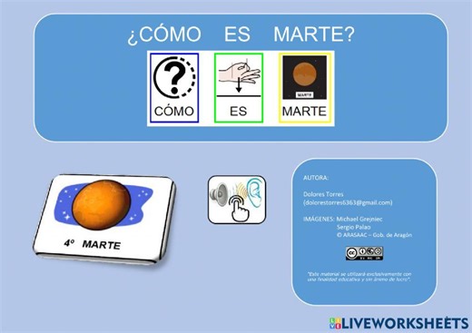 ¿Cómo es Marte? worksheet