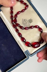 Art Deco Cherry Amber Bakelite Bead Necklace