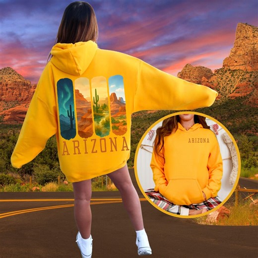 Western Arizona Hoodie, Desert Cactus Hooded Sweatshirt, Phoenix Arizona Sweater, Arizona Themed Gift, Saguaro Cactus Vintage AZ State Hoody - Etsy