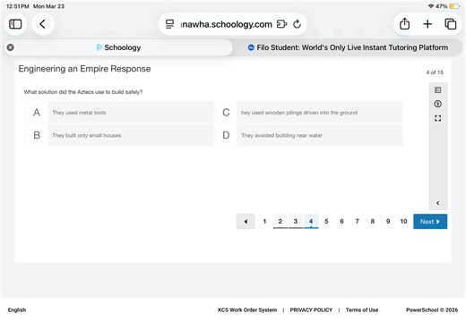 What solution did the Aztecs use to build safely? A. They used ... | Filo
