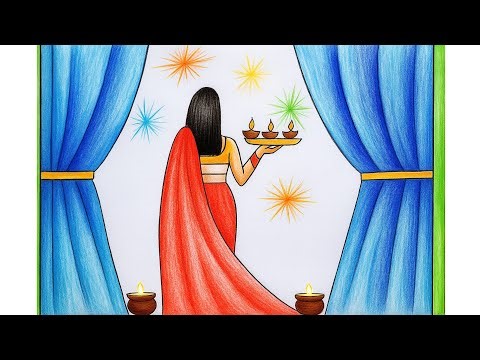 🎇 Easy Diwali Drawing 2025 | Beautiful Festival Scenery for Beginners 🪔✨