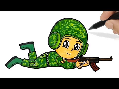 How to Draw Cute Soldier (Army) for Beginners | Cómo dibujar un soldado | Easy Step by Step