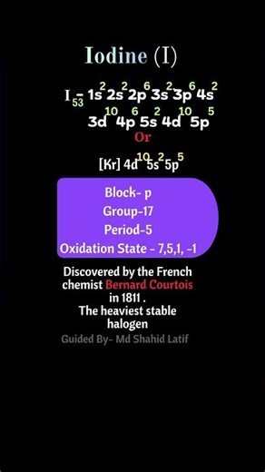 Iodine: Electron Configuration| It's Properties| Why is iodine essential| #halogenfacts