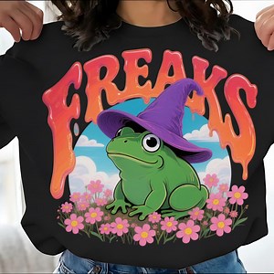 Freaks Frog PNG, Cute Witch Frog Design, Trendy Fantasy Amphibian Art, Whimsical Frog Illustration - Etsy