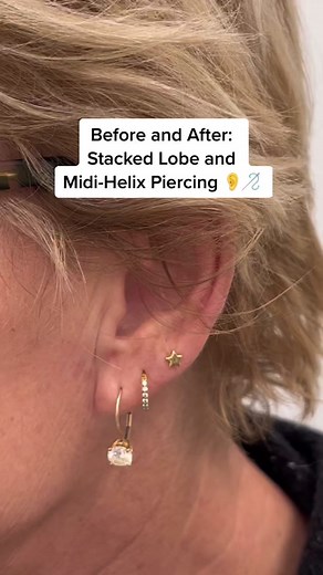 Add a couple new ear piercings to your ear stack for an instant style upgrade 👂✨ Book your next piercing with Studs at the link in bio! #earpiercing #needlepiercing #needlepiercings #earstack #studspiercings #piercinginspo #earpiercingideas #midhelixpiercing #stackedlobepiercing