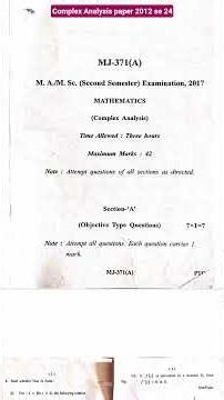 complex analysis paper MSc second semester 2012 se lekar 24 Tak ke paper