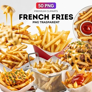 French Fries Clipart: 50 PNG Food Graphics (digital Download) - Etsy Canada