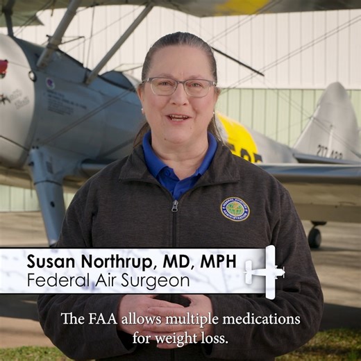 5.7K views · 35 reactions | Pilots: If you're planning to take weight loss medication, make sure your aviation medical examiner knows. In this episode of the Pilot Minute, Federal Air Surgeon Dr. Susan Northrup explains requirements and how you can remain certified. | Federal Aviation Administration | Facebook