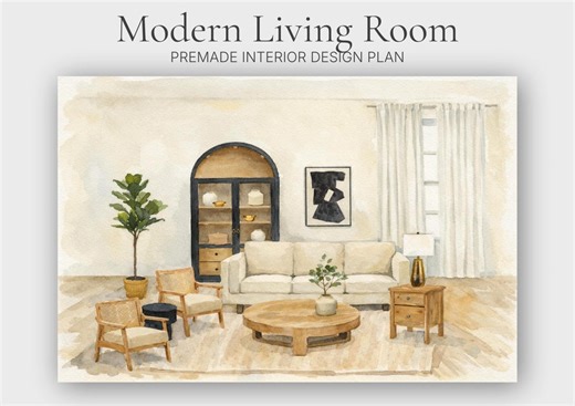 Modern Living Room Design Plan | Digital Interior Design Guide (PDF) - Etsy UK