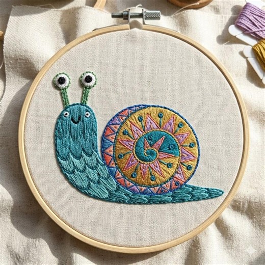 Colorful Snail Embroidery Pattern, Shell Snail Hand Embroidery Design, Snail Design PDF Download - Etsy