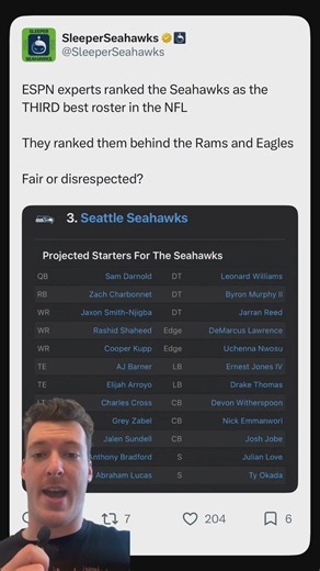 The Seahawks have the 2nd best roster in the NFL