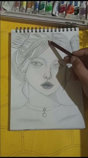 How to Draw a Cute Korean Girl ✨ #shorts #viral #sketch #trending