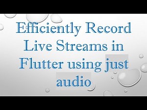 Efficiently Record Live Streams in Flutter using just audio